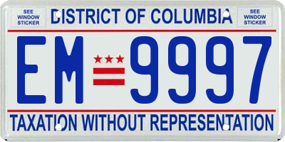 DC license plate EM9997