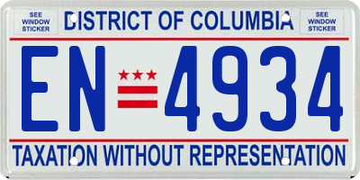 DC license plate EN4934