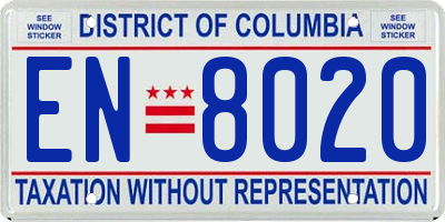 DC license plate EN8020