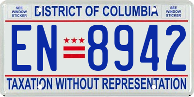 DC license plate EN8942