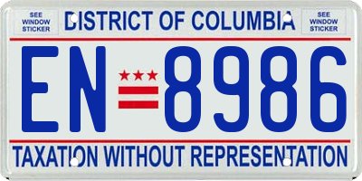 DC license plate EN8986