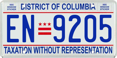 DC license plate EN9205