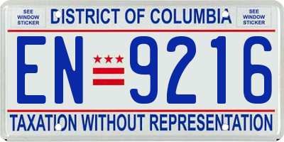 DC license plate EN9216