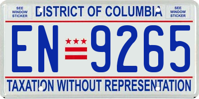 DC license plate EN9265