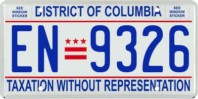 DC license plate EN9326
