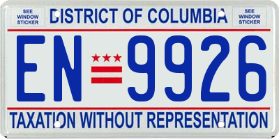 DC license plate EN9926