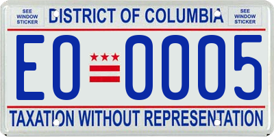 DC license plate EO0005