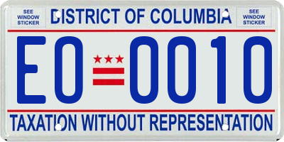 DC license plate EO0010