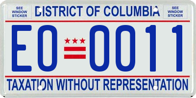 DC license plate EO0011