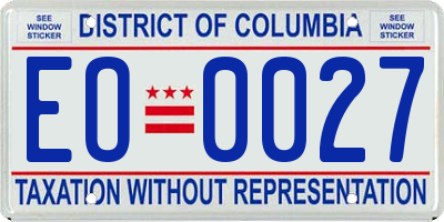 DC license plate EO0027