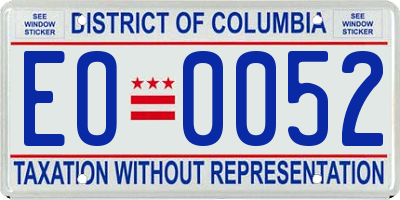 DC license plate EO0052