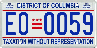 DC license plate EO0059