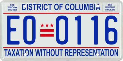 DC license plate EO0116