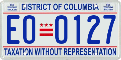 DC license plate EO0127