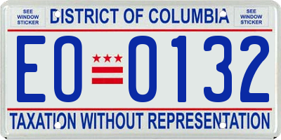 DC license plate EO0132