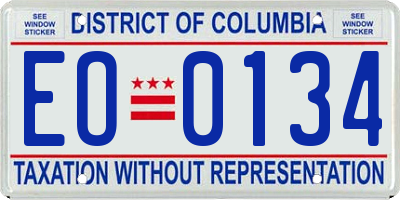 DC license plate EO0134