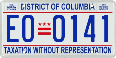 DC license plate EO0141
