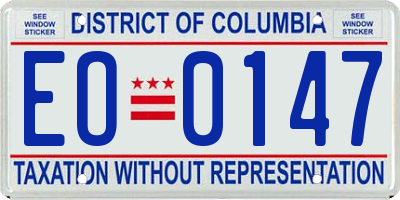 DC license plate EO0147