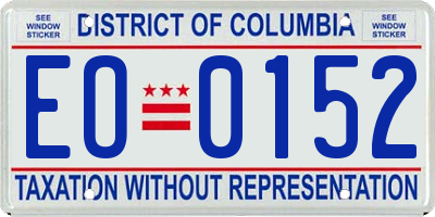 DC license plate EO0152