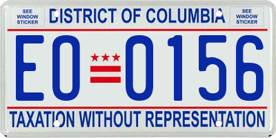 DC license plate EO0156