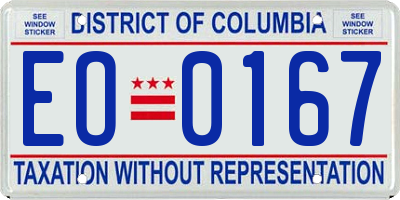 DC license plate EO0167