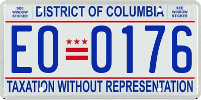 DC license plate EO0176