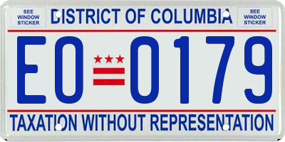 DC license plate EO0179