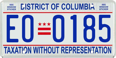 DC license plate EO0185