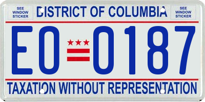 DC license plate EO0187