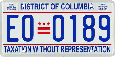 DC license plate EO0189