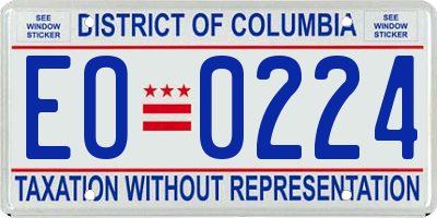 DC license plate EO0224