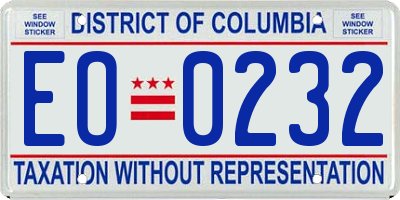 DC license plate EO0232