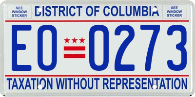 DC license plate EO0273