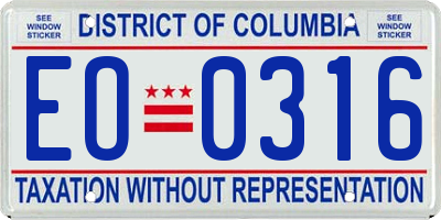 DC license plate EO0316