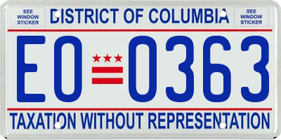 DC license plate EO0363