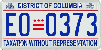 DC license plate EO0373