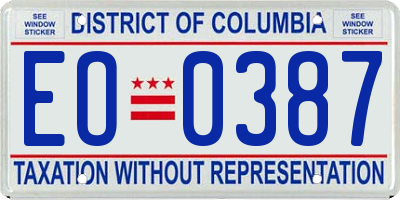 DC license plate EO0387