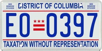 DC license plate EO0397