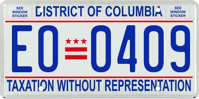DC license plate EO0409