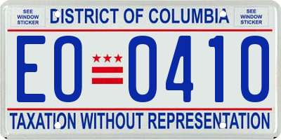 DC license plate EO0410