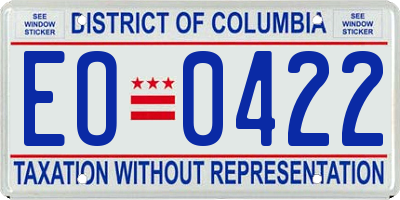 DC license plate EO0422