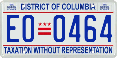 DC license plate EO0464