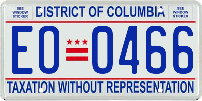 DC license plate EO0466