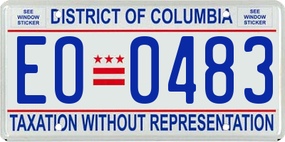 DC license plate EO0483
