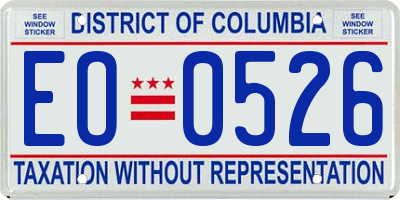 DC license plate EO0526