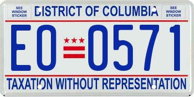 DC license plate EO0571