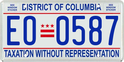 DC license plate EO0587