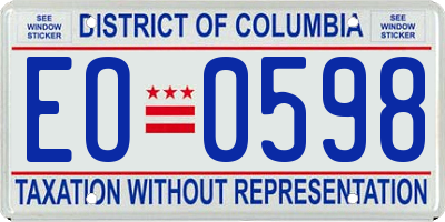 DC license plate EO0598