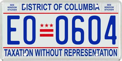 DC license plate EO0604