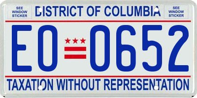 DC license plate EO0652